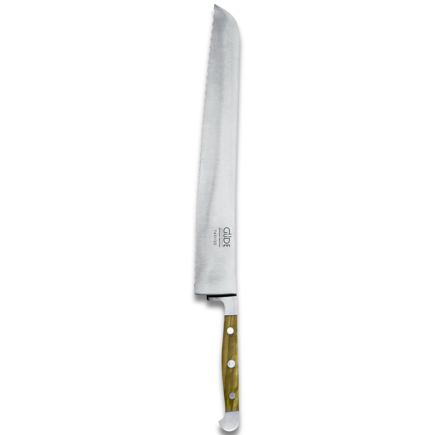 ALPHA OLIVE | Bread Knife Franz Dude 12.5 &quot; Left hand Version| Forged steel / Olive Wood Handle