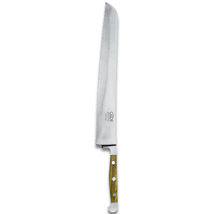 ALPHA OLIVE | Bread Knife Franz Dude 12.5 &quot; Right hand version | Forged steel / Olive Wood Handle