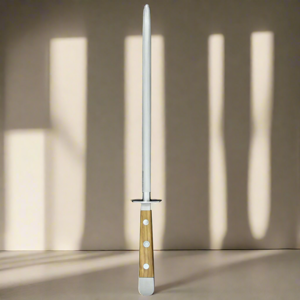 ALPHA OLIVE | Sharpening Steel 10&quot; | Forged Steel / Olive Wood handle