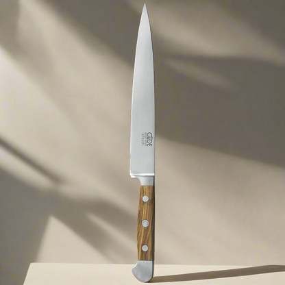 ALPHA OLIVE | Slicing / HAM Knife 8&quot; | Forged Steel / Olive wood handle