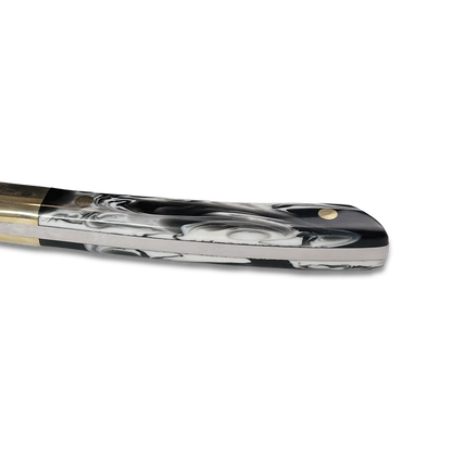 AKARI Skinner Black Knife 3.5 inch with Original Leather Sheath