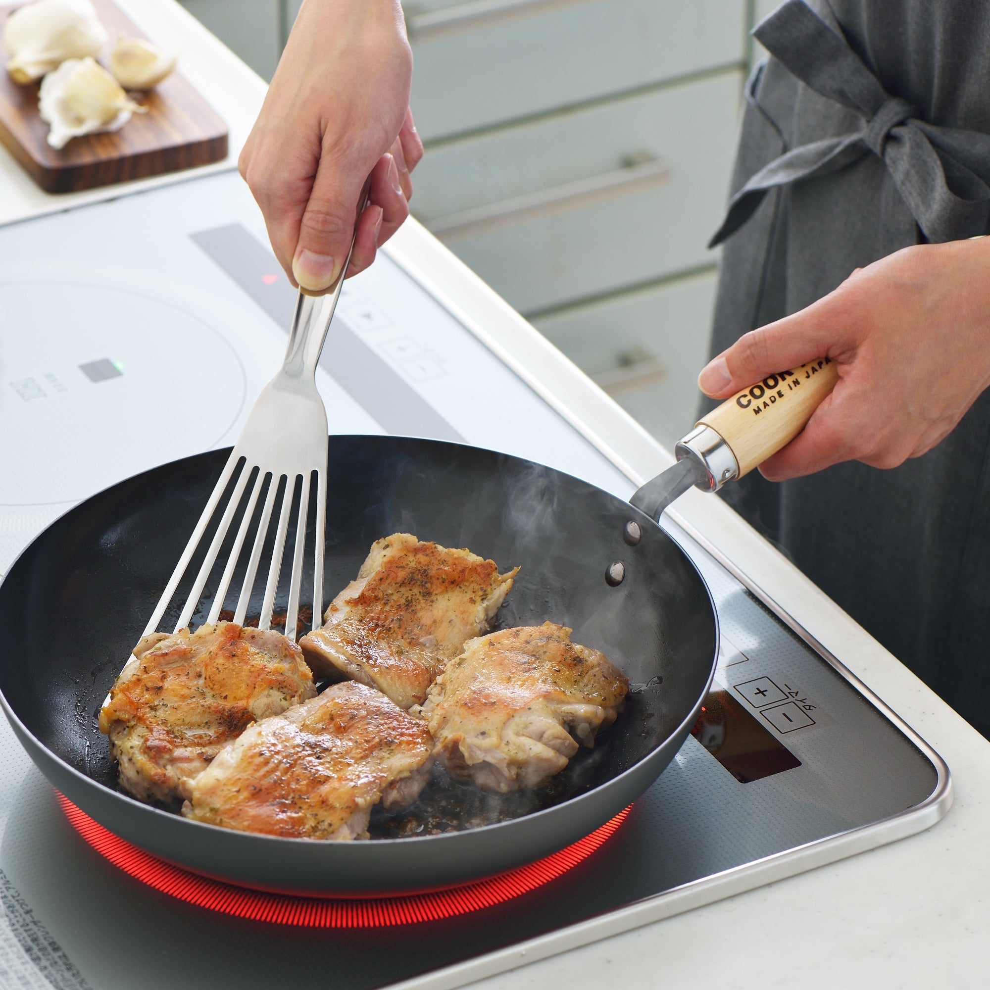 Yoshikawa Cook-Pal Ren Japanese Deep Fry Pan 28cm Carbon Steel | Made in Japan