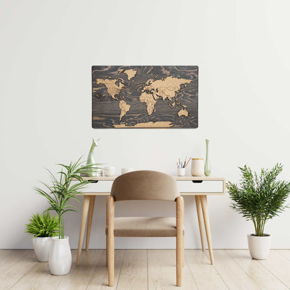 Cork &amp; Wood 3D World Pin Map | 24 x 14