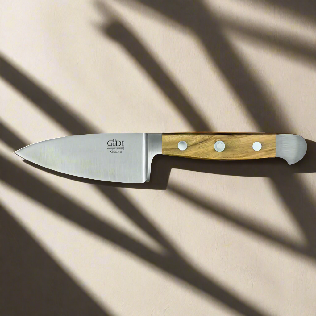 ALPHA OLIVE |  Hard Cheese Knife 4&quot; Blade | Forged Steel / Olive wood handle