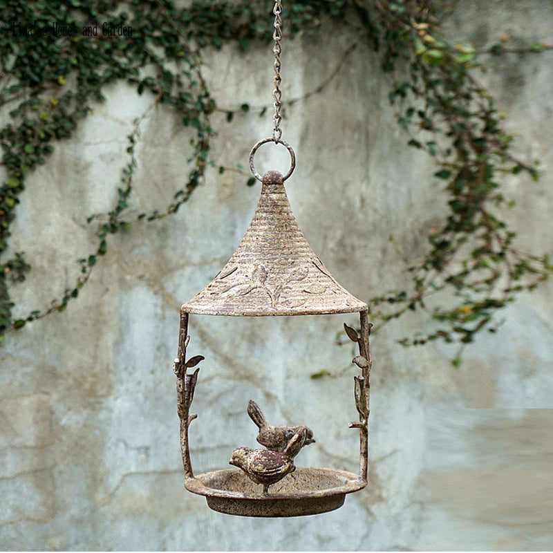 Rustic Hanging Metal Bird Feeder