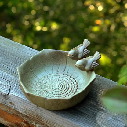 Ceramic Bird Bath &amp; Feeder