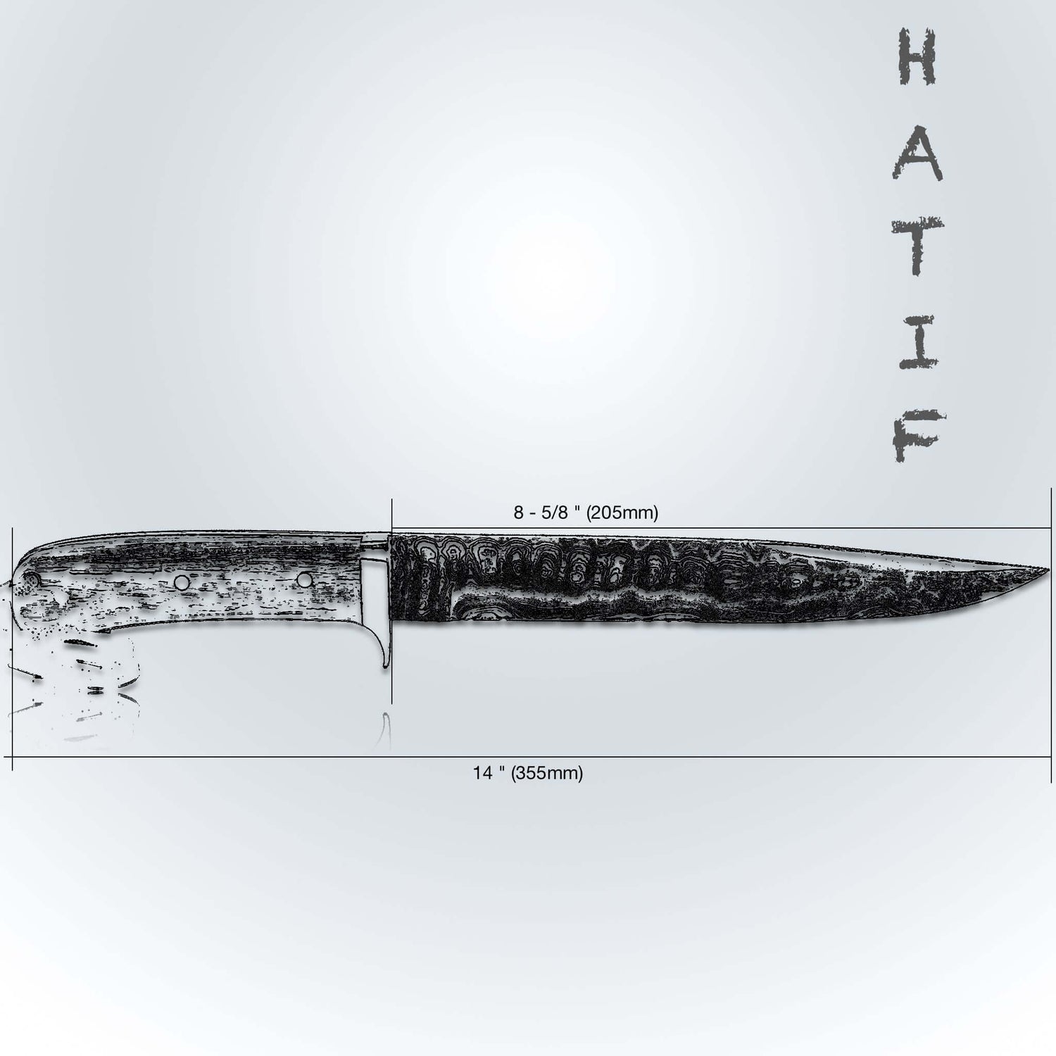 HATIF Bowie Knife 8 inch blade with Original leather Sheath