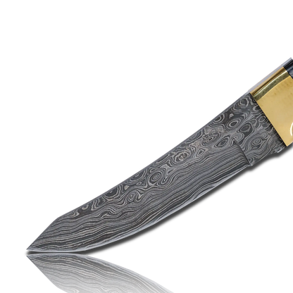 Hatif Hunter Special - Damascus Steel Skinner Knife 5 inch with Leather Sheath