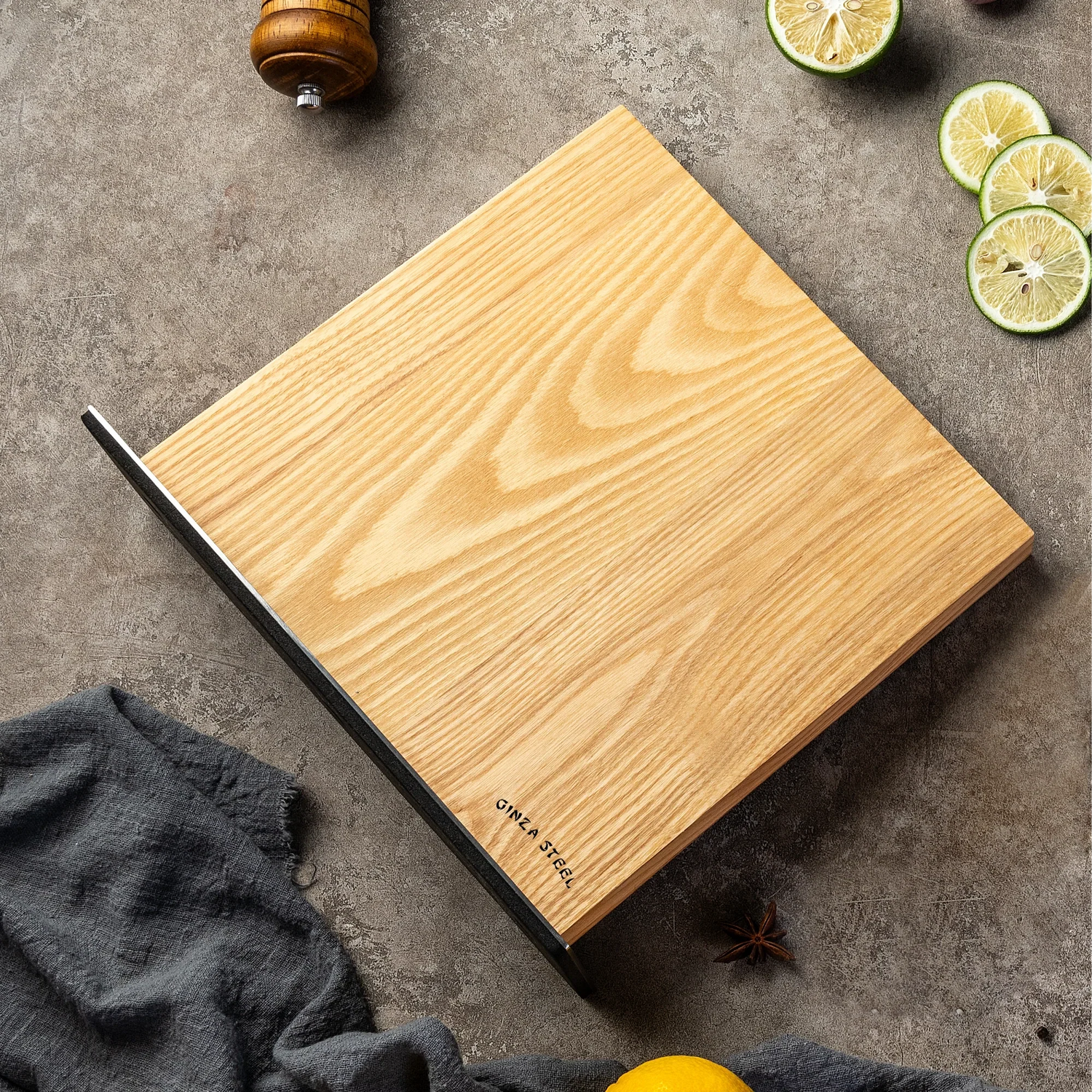 Ginza Steel Magnetic Wood Knife Block | Stylish &amp; Functional