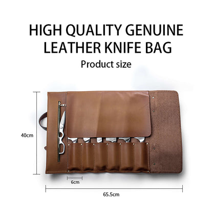 Ginza Steel Vagabond Knife Roll – Full Grain Leather Chef’s Bag