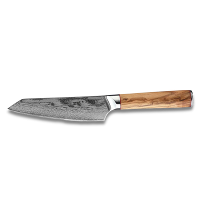 Ginza Steel MIA 17 Chef Knife 6.5” – Damascus AUS10 Steel, 67-Layer, Olive Wood Handle
