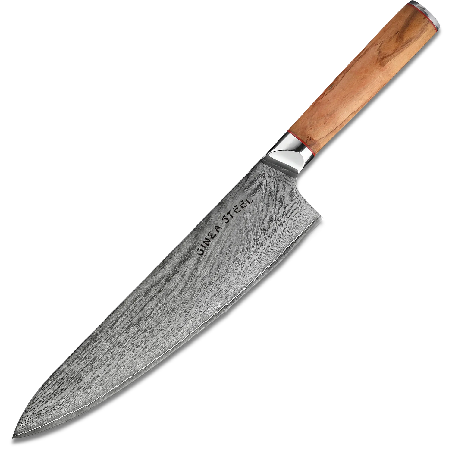 Ginza Steel MIA 24 Chef Knife 9” – Damascus AUS10, 67-Layer, Olive Wood Handle