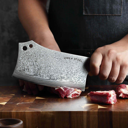 HAGAKURE Y | Chopping Knife 7&quot; Damascus AUS 10 Steel