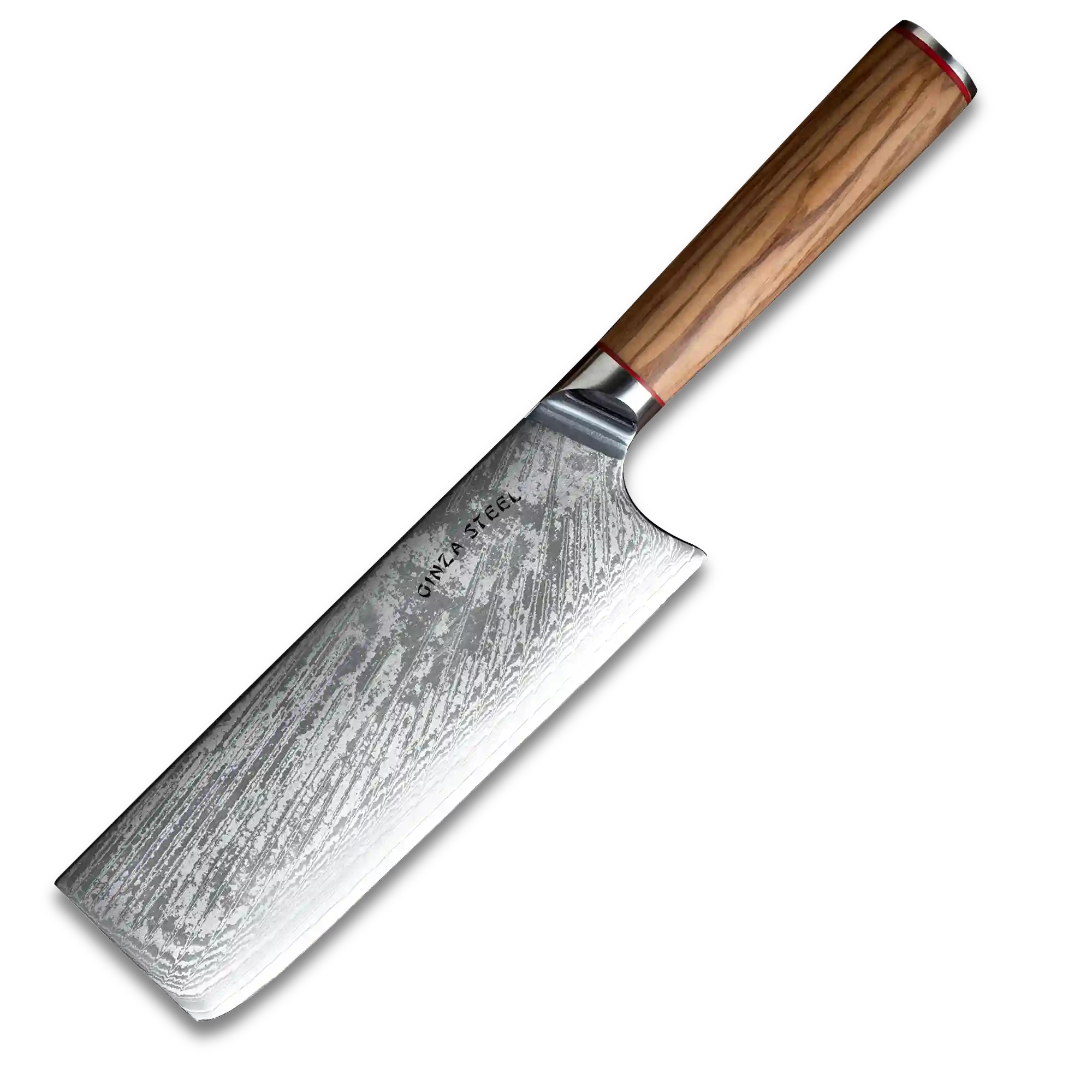 MIA X | Cleaver Knife 7&quot; Damascus AUS10 Steel 67 Layer / Olive Wood handle