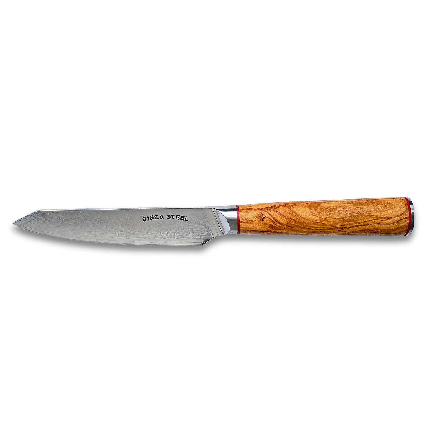 Ginza Steel MIA 12 Utility Knife 5” – Damascus AUS10, 67-Layer, Olive Wood Handle