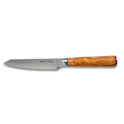 Ginza Steel MIA 12 Utility Knife 5” – Damascus AUS10, 67-Layer, Olive Wood Handle
