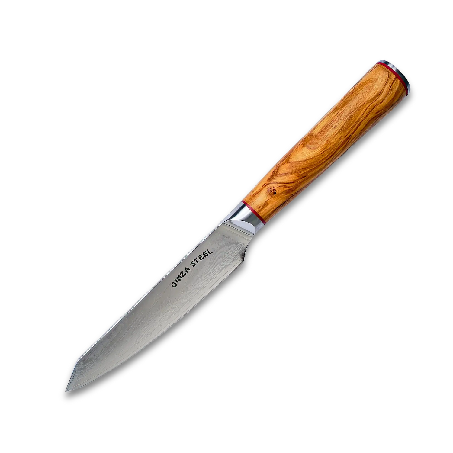Ginza Steel MIA 12 Utility Knife 5” – Damascus AUS10, 67-Layer, Olive Wood Handle
