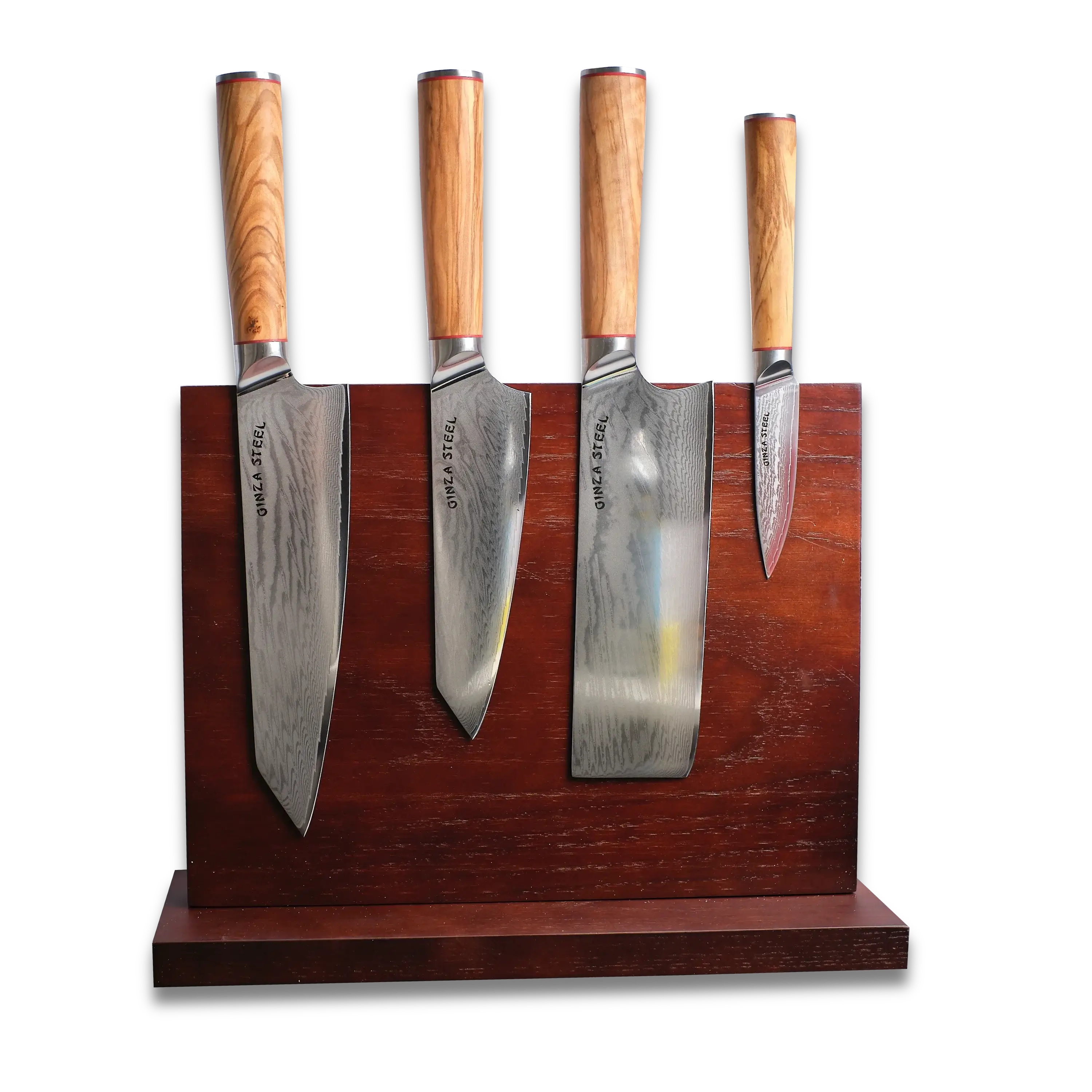 Ginza Steel KC Series MIA FIVE – 5-Piece Essential Knife Set with Magnetic Wood Block
