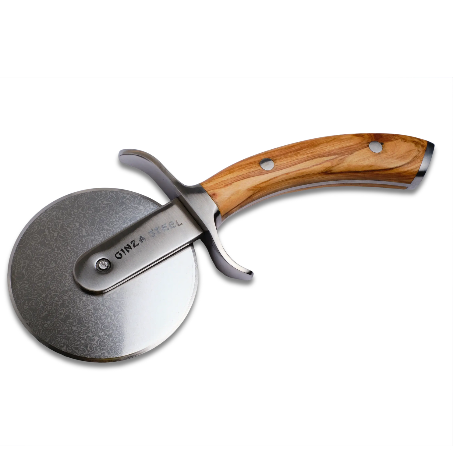 Ginza Steel MIA Pizza Slicer – Stainless Blade with Olive Wood Handle