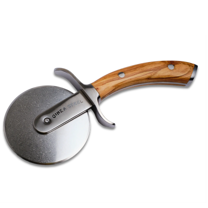 Ginza Steel MIA Pizza Slicer – Stainless Blade with Olive Wood Handle