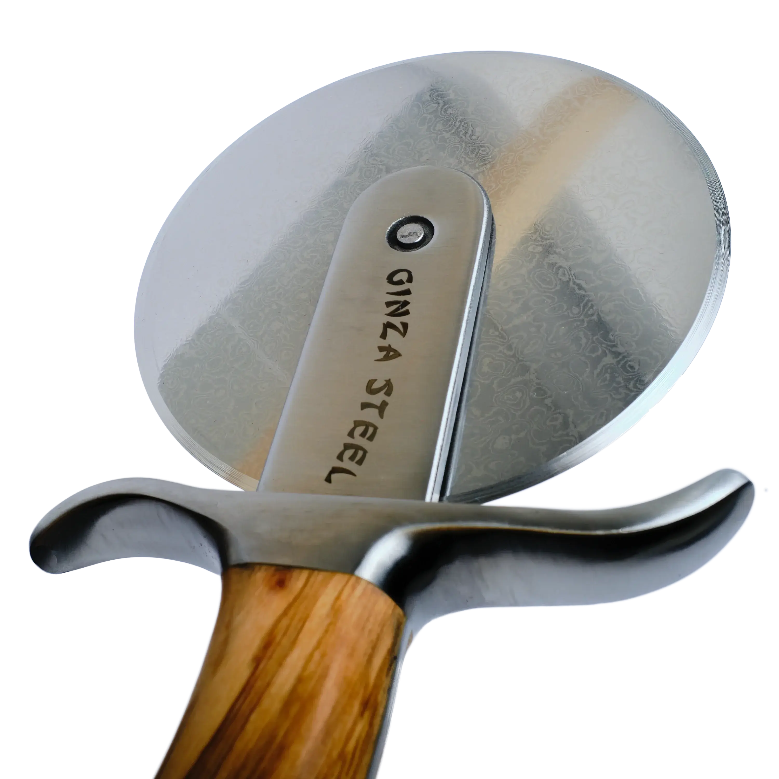 Ginza Steel MIA Pizza Slicer – Stainless Blade with Olive Wood Handle