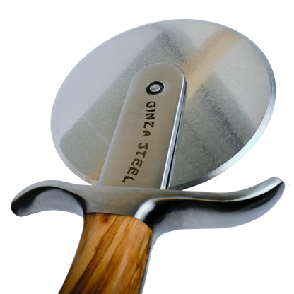 Ginza Steel MIA Pizza Slicer – Stainless Blade with Olive Wood Handle
