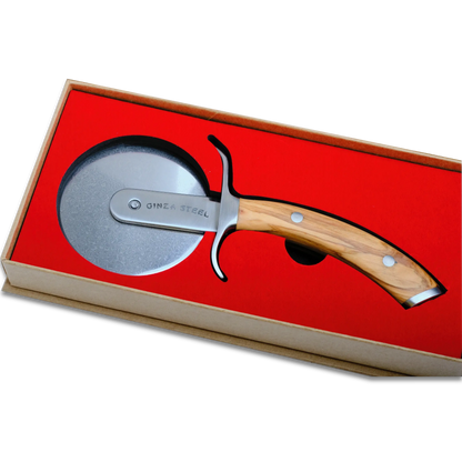 Ginza Steel MIA Pizza Slicer – Stainless Blade with Olive Wood Handle