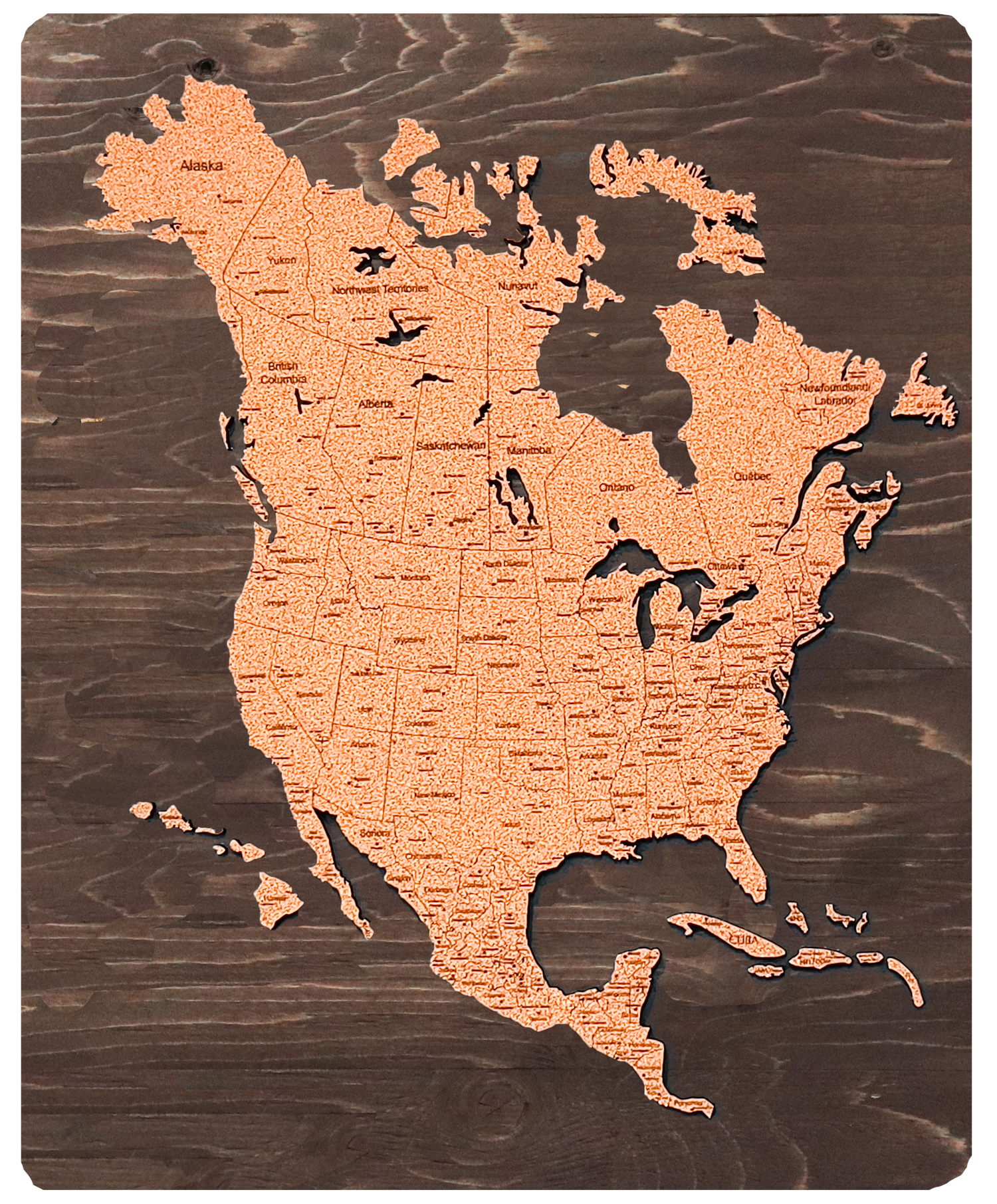 North America Travel Map | 30 x 24 | Labelled