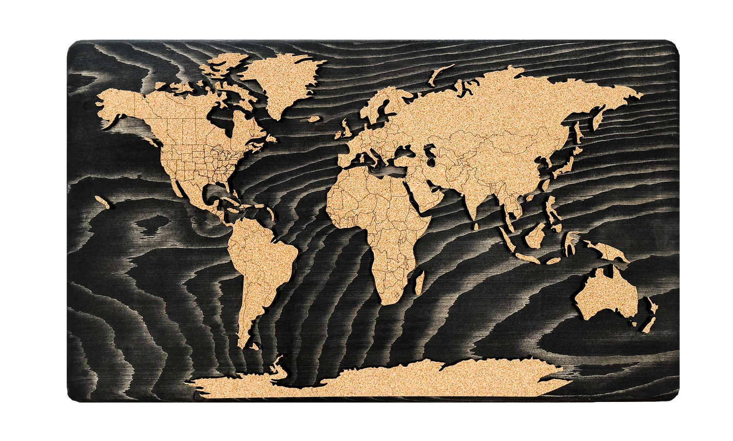 Cork &amp; Wood 3D World Pin Map | 24 x 14