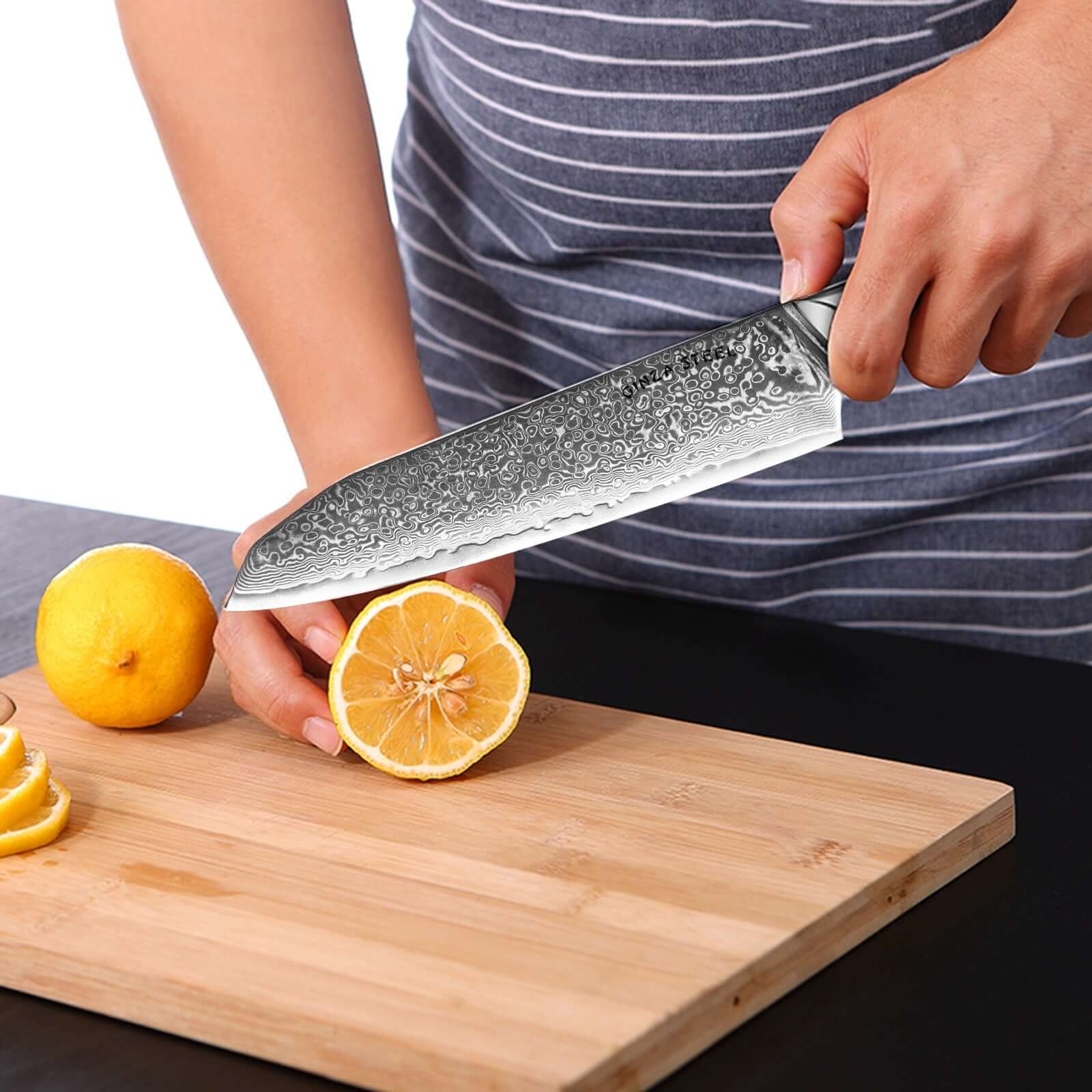 Hagakure 20 - Japanese Santoku Knife 8&quot; - VG10 Damascus Steel