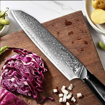 Hagakure 20 - Japanese Santoku Knife 8&quot; - VG10 Damascus Steel