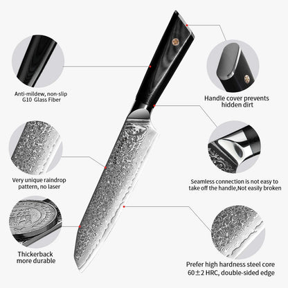 Hagakure 20 - Japanese Santoku Knife 8&quot; - VG10 Damascus Steel