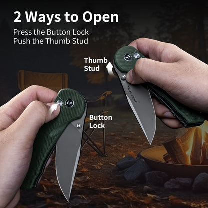 Quick Clip Folding Knife - 14C28N Steel, Military Green G10