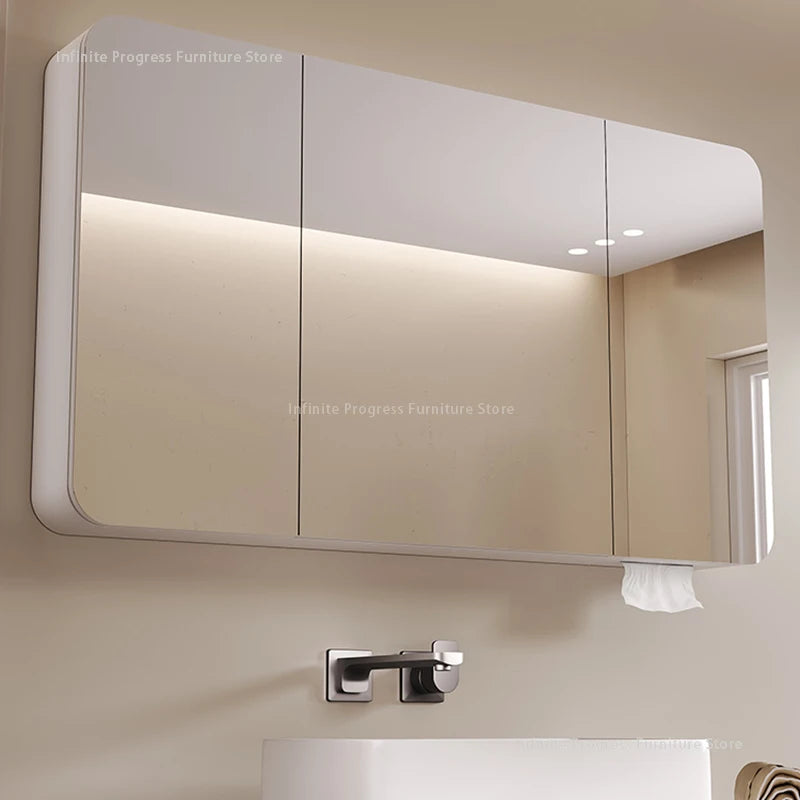 Arc-Shaped Smart Bathroom Mirror Cabinet