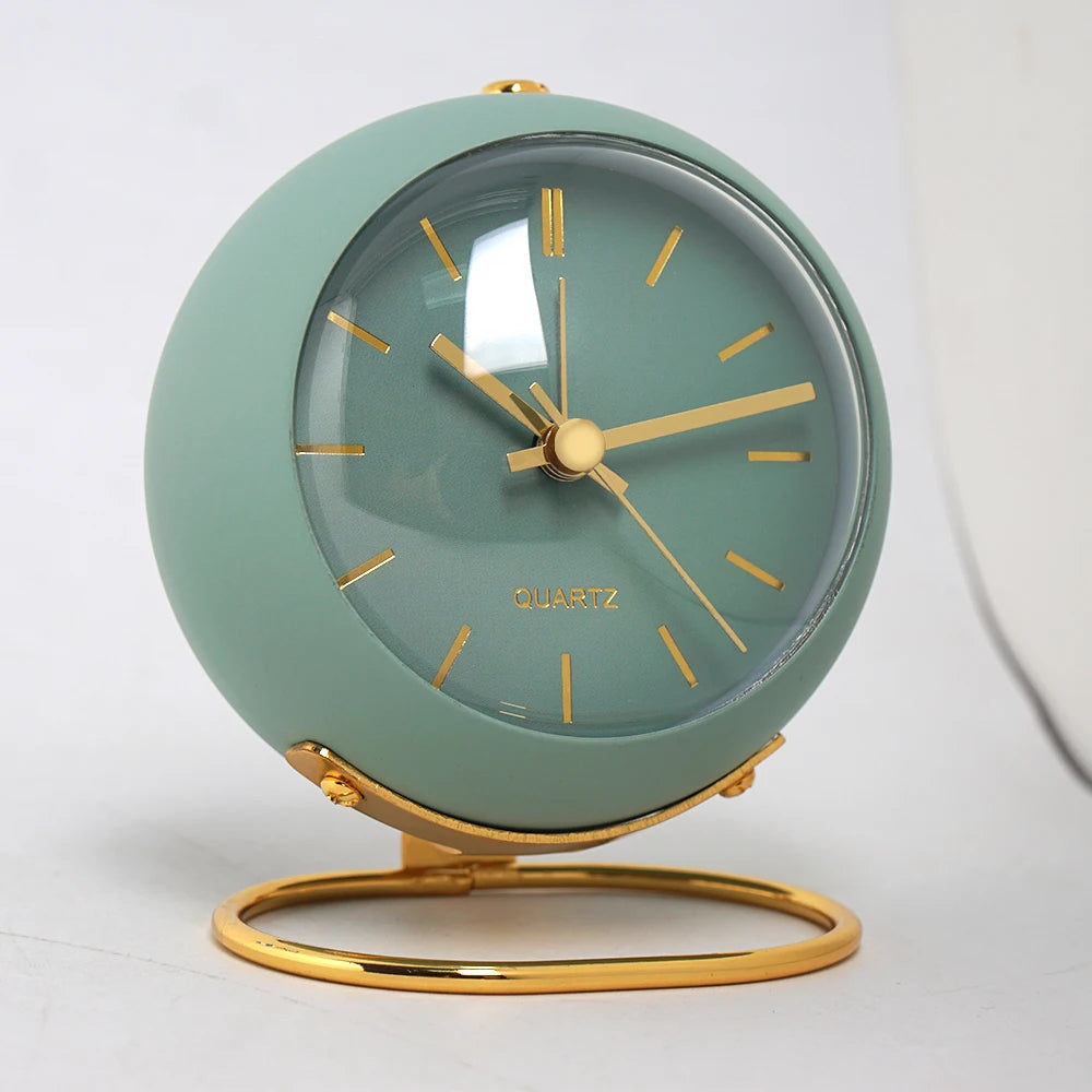 1pc minimalist metal quartz alarm clock, desktop silent clock, macaron color scheme more suitable for home and office decoration