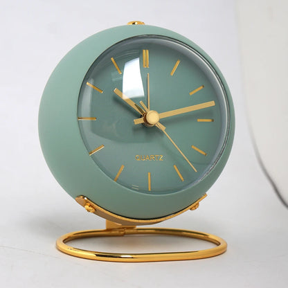 1pc minimalist metal quartz alarm clock, desktop silent clock, macaron color scheme more suitable for home and office decoration