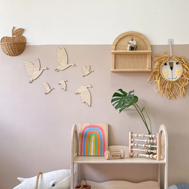 Wooden Swan &amp; Goose Wall Decor