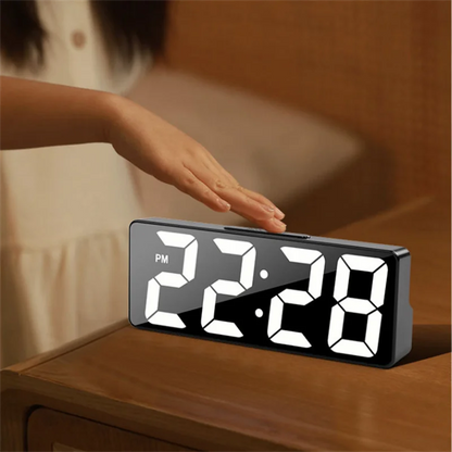 LED Digital Alarm Clock – Mirror Display + Temp Sensor