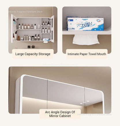 Arc-Shaped Smart Bathroom Mirror Cabinet