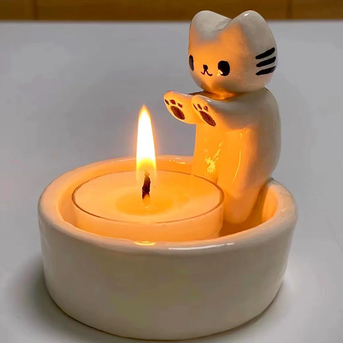 Cartoon Cat Tealight Candle Holder