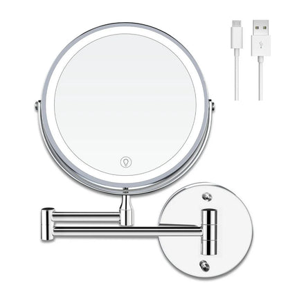 8&quot; USB Rechargeable Wall-Mounted LED Makeup Mirror