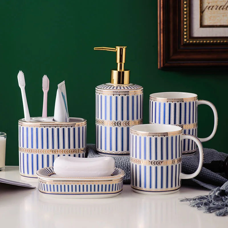 Ceramic 5-Piece Bathroom Accessories Set