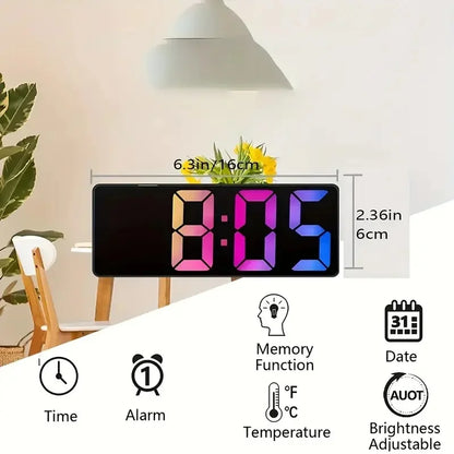 LED Digital Alarm Clock – Mirror Display + Temp Sensor