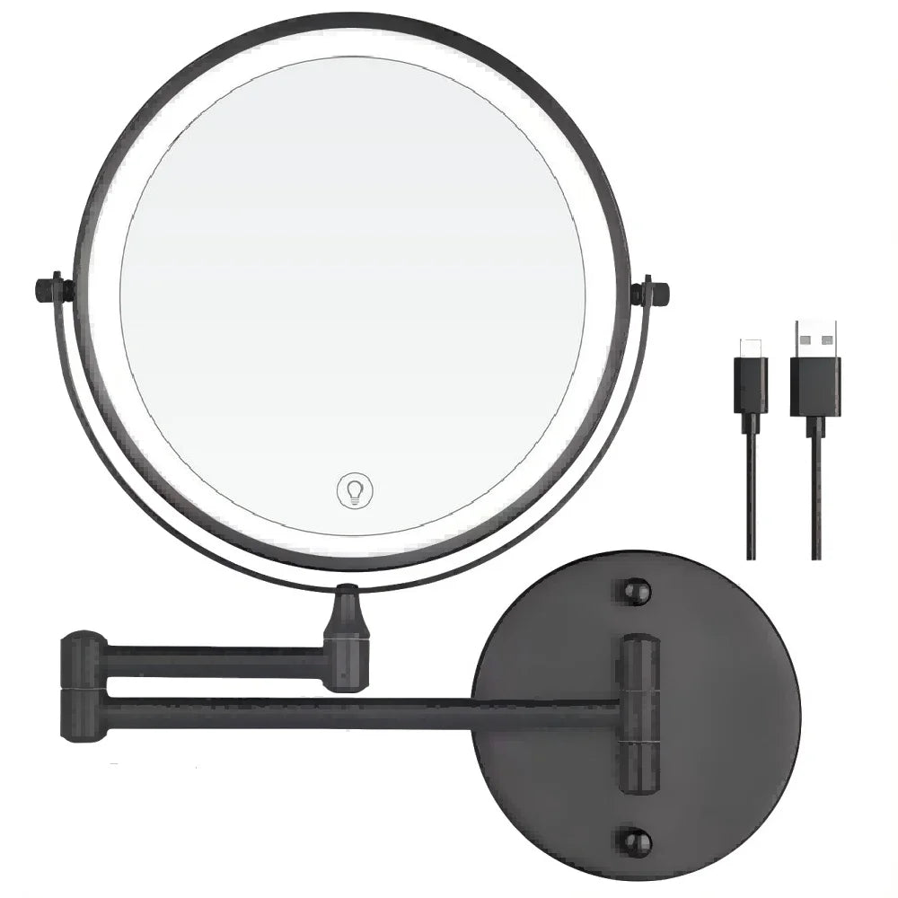 8" USB Rechargeable Wall-Mounted LED Makeup Mirror