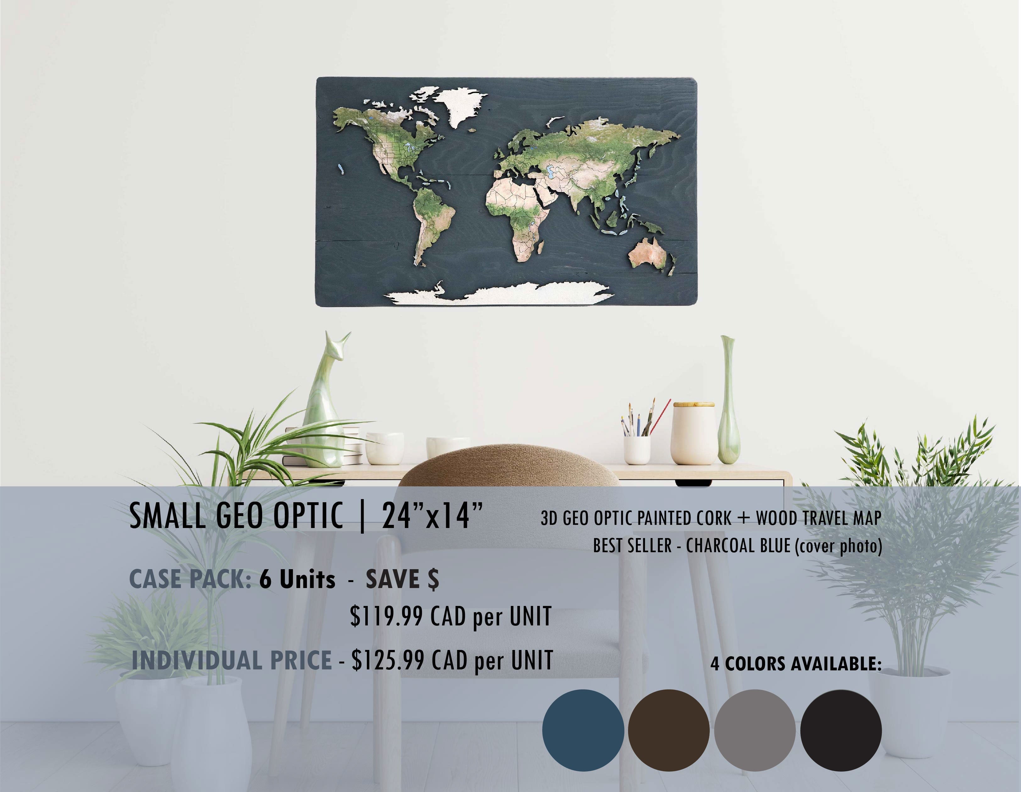 Geo Optic Push Pin Map | 24 x 14