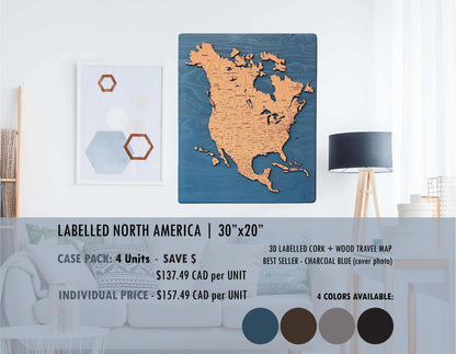 North America Travel Map | 30 x 24 | Labelled