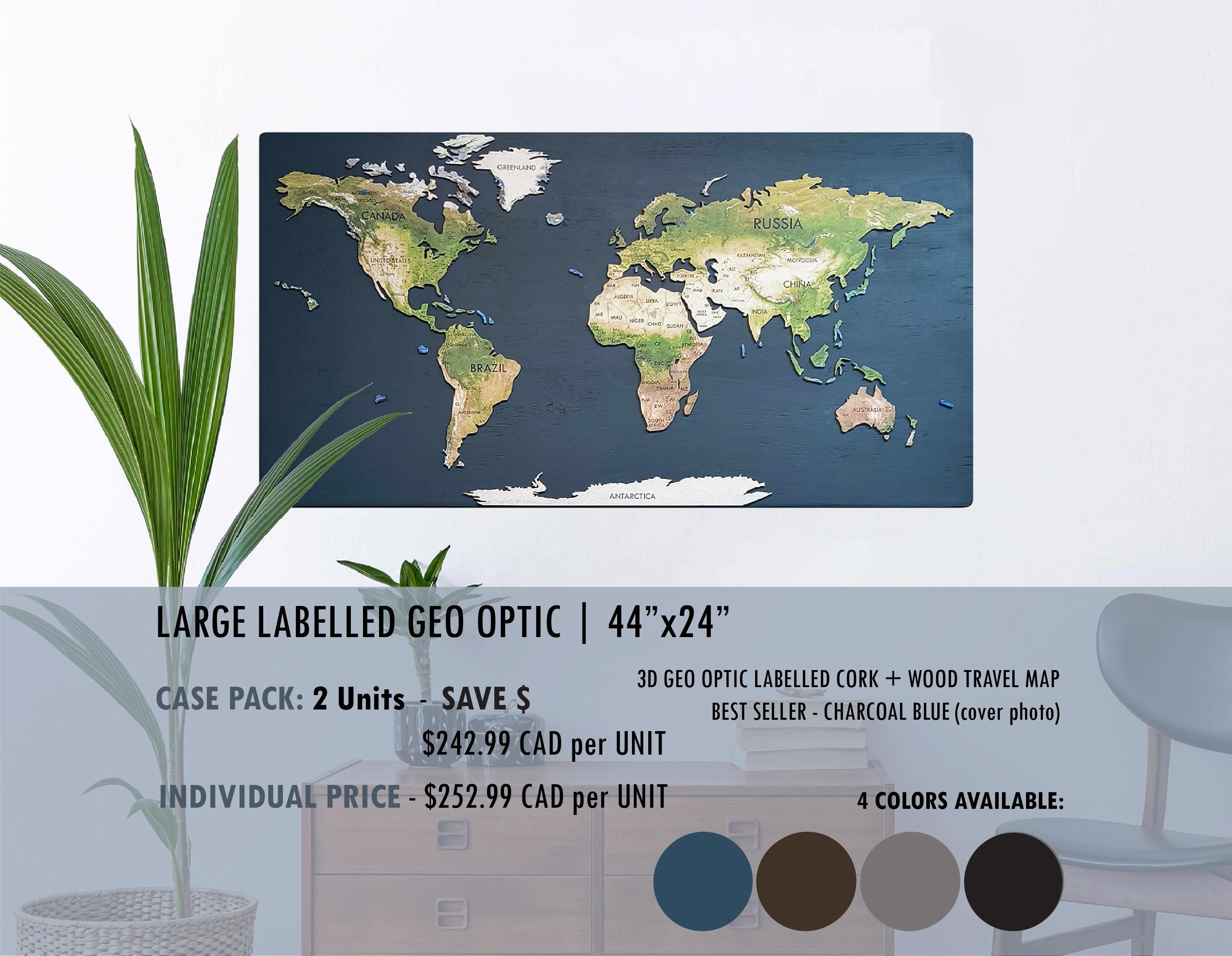 Geo Optic Labelled Push Pin Map | 44 x 24