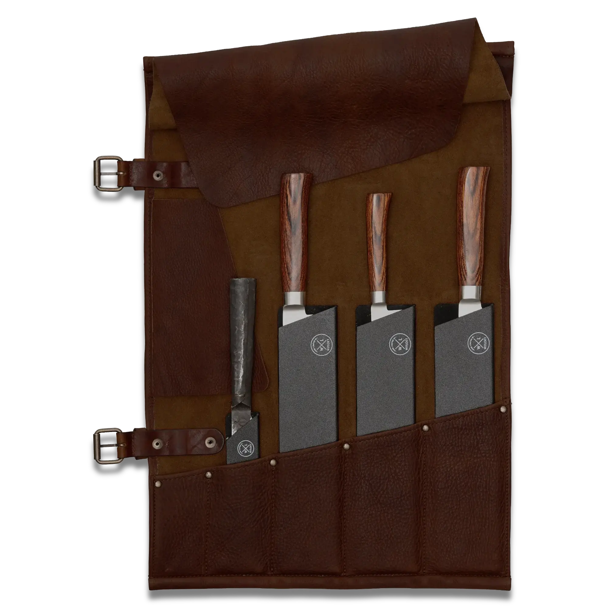 WITLOFT -  Handmade leather Knife Role ( 5 Compartments)