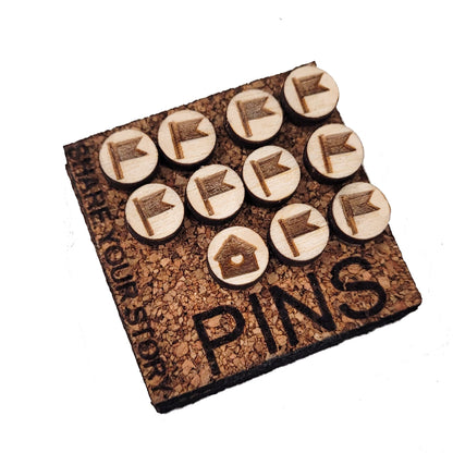 Map Pin Sets | Wood | 10 Units