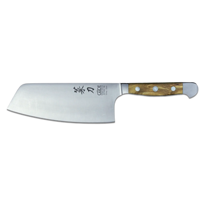 ALPHA OLIVE | Chai Dao Chinese Chef Knife 6 1/2&quot; Blade | Forged Steel/Olive Wood Handle